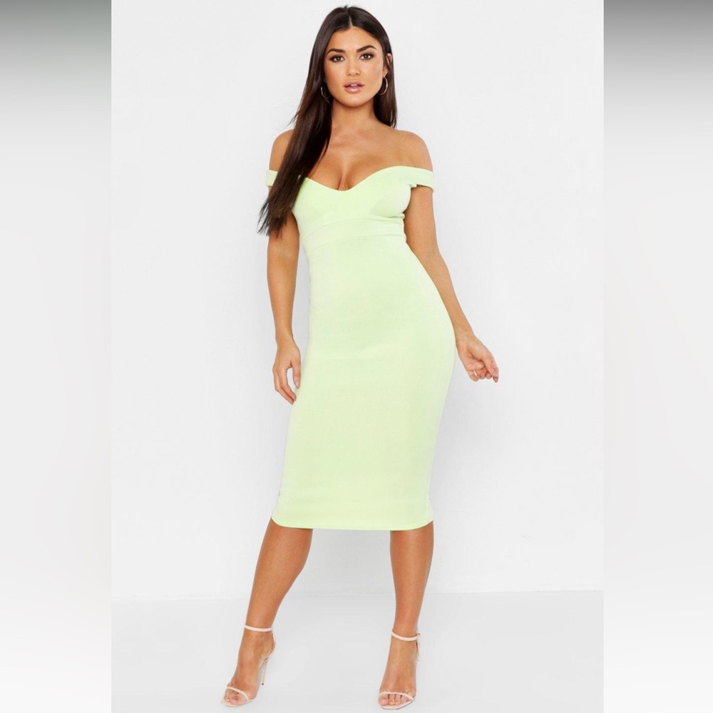Off Shoulder Lime Green Dress